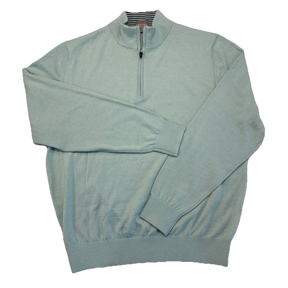 Merino Wool Fennec Mens MED Mint Green 1/4 Zip Golf Performance Sweater